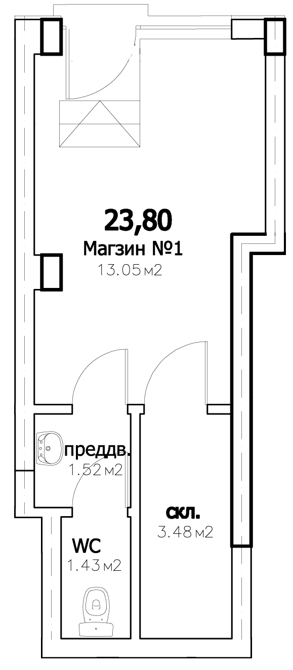 1 - 23.80кв.м.